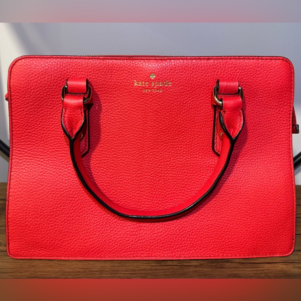 Kate Spade New York Mulberry Street Lise Satchel Crossbody Pebble Red Leather